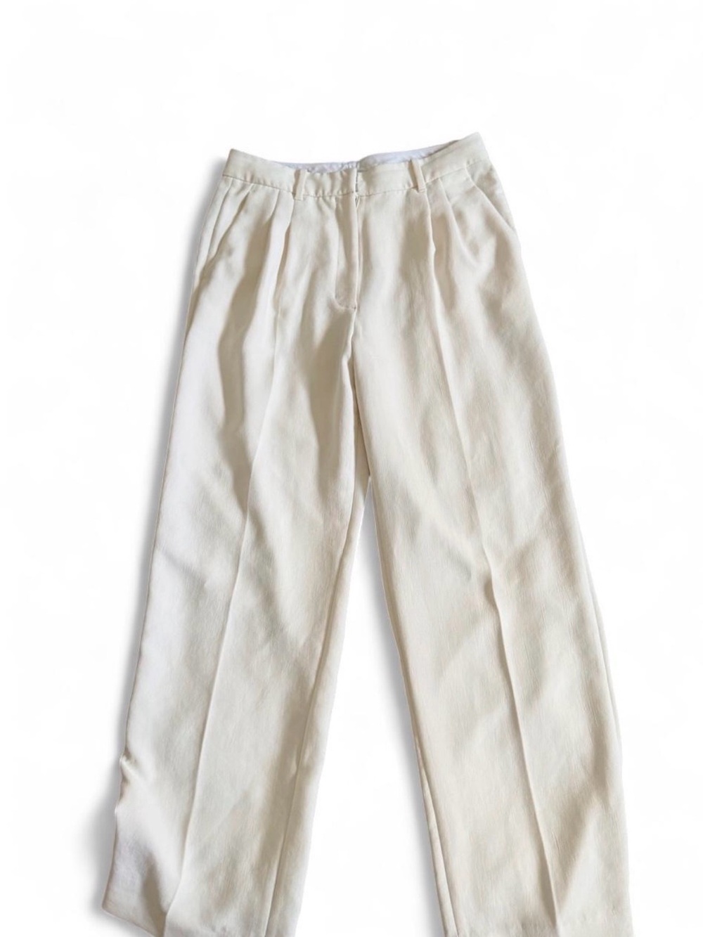 Aritzia Off-White Pleated Dress Trousers